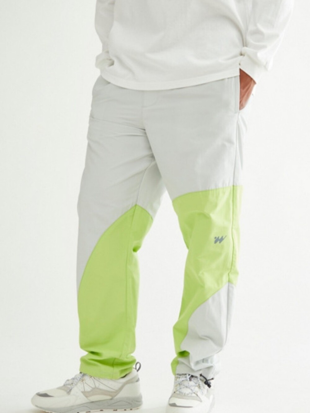 Without Walls Light Gray and Lime Green Colorblock Joggers
